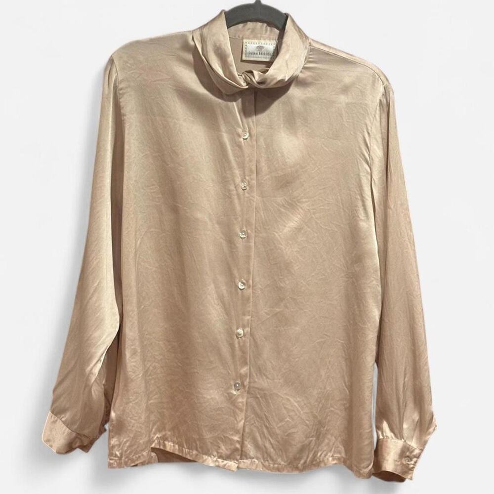 Vintage Susan Bristol Champagne 100% Silk Blouse - Size 8